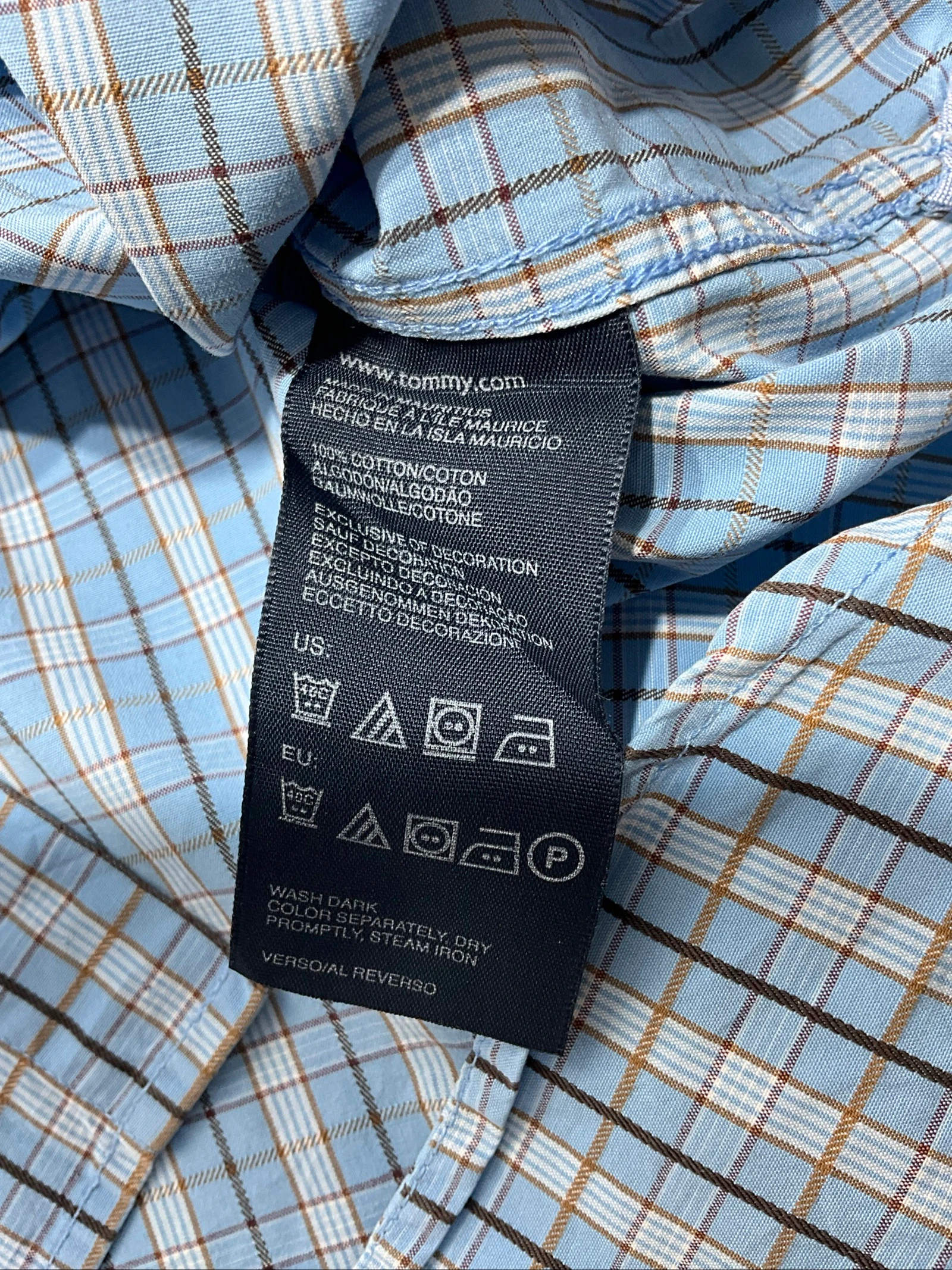 Tommy Hilfiger Long Sleeve Shirt L 100% Cotton Preppy Gingham Blue – photo 5